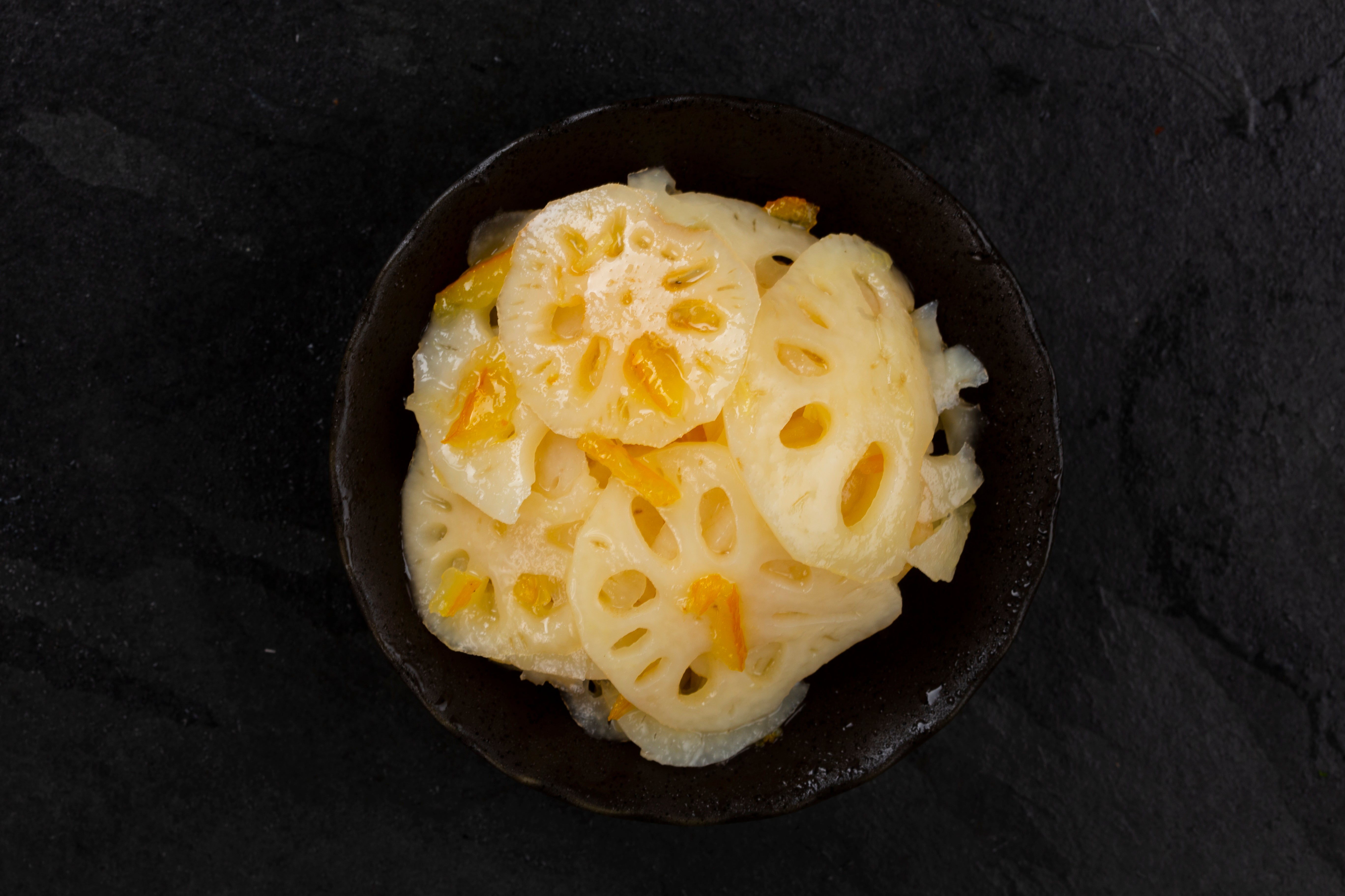 유자청 연근 조림  Braised Lotus Root with Yuzu Syrup